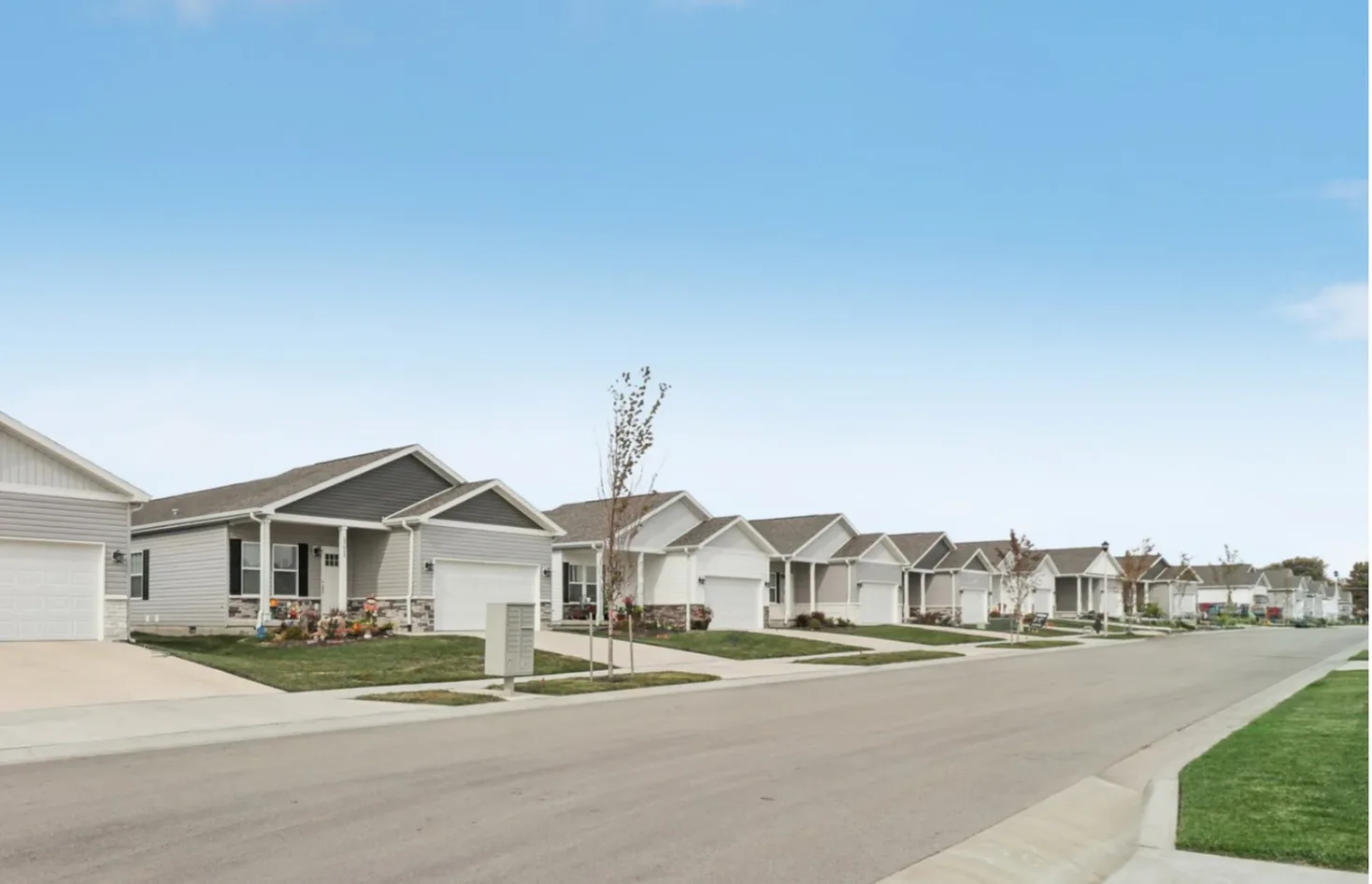 A street of completed 1705 Holdings homes